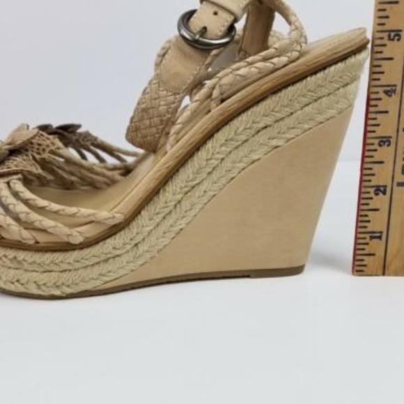 B Makowsky Leather Strappy Wedge Heel Sandals - Picture 2 of 8